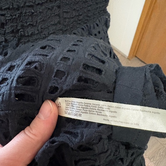 Free People Midnight Black Eyelet Mini Dress-100% Cotton - Picture 9 of 9